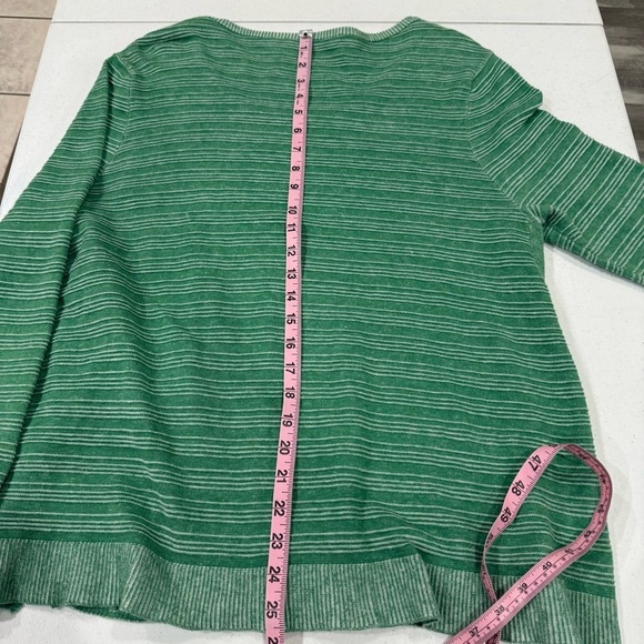 Soft Surroundings Stripe Sweater Twist Accent Green Cotton Blend Size Petite XL - Picture 9 of 12